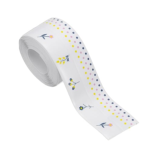 PATIKIL Caulk Tape Waterproof Self Adhesive, PVC Toilet Caulking Sealant Strip Bathtub Caulk Sealing Strip Tape for Bathroom Kitchen Countertop, Flower World (1.5 Inch x 10.5 Ft)