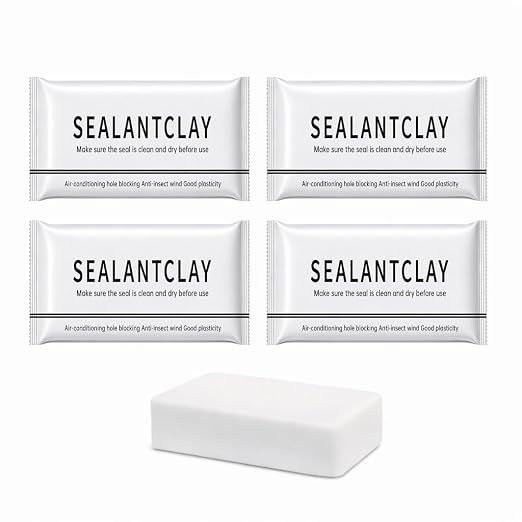 4Pack Upgraded Fast Drying Sealant Clay, Moldable Repair Mastic for Drain Pipe Connection, Wall Hole Filling and Air Conditioner Gap Sealing
