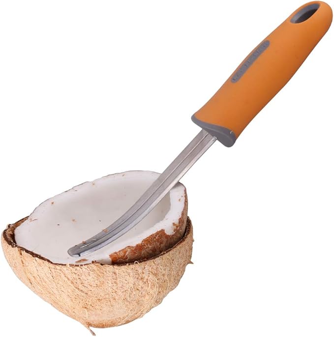 2 piece Coconut Meat Remover, Coconut Meat Scraper, Durable Non-slip Silicone Handle Stainless Steel Coconut Tool