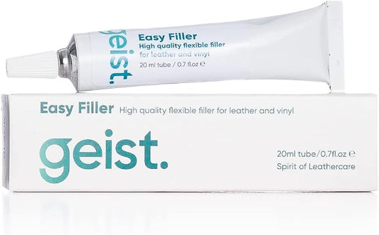 Geist. Easy DIY Colour Restorer and Filler for Leather & Vinyl | Refresh, Repair & re-dye Scuffs, Colour Damage and Small Cracks (Dark Brown, 20ml Filler)