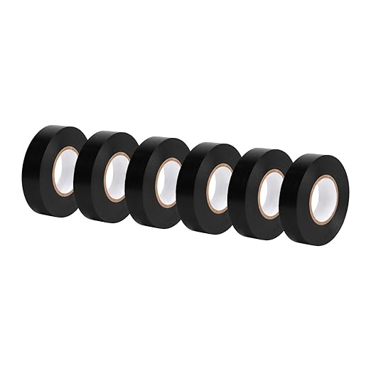 Amazon Basics Electrical Adhesive Tape, Insulating with Strong Adhesive, for Home DIY, Repairs, Electrical, Automotive and Equipment, 3/4" x 60', Black, 6-Pack