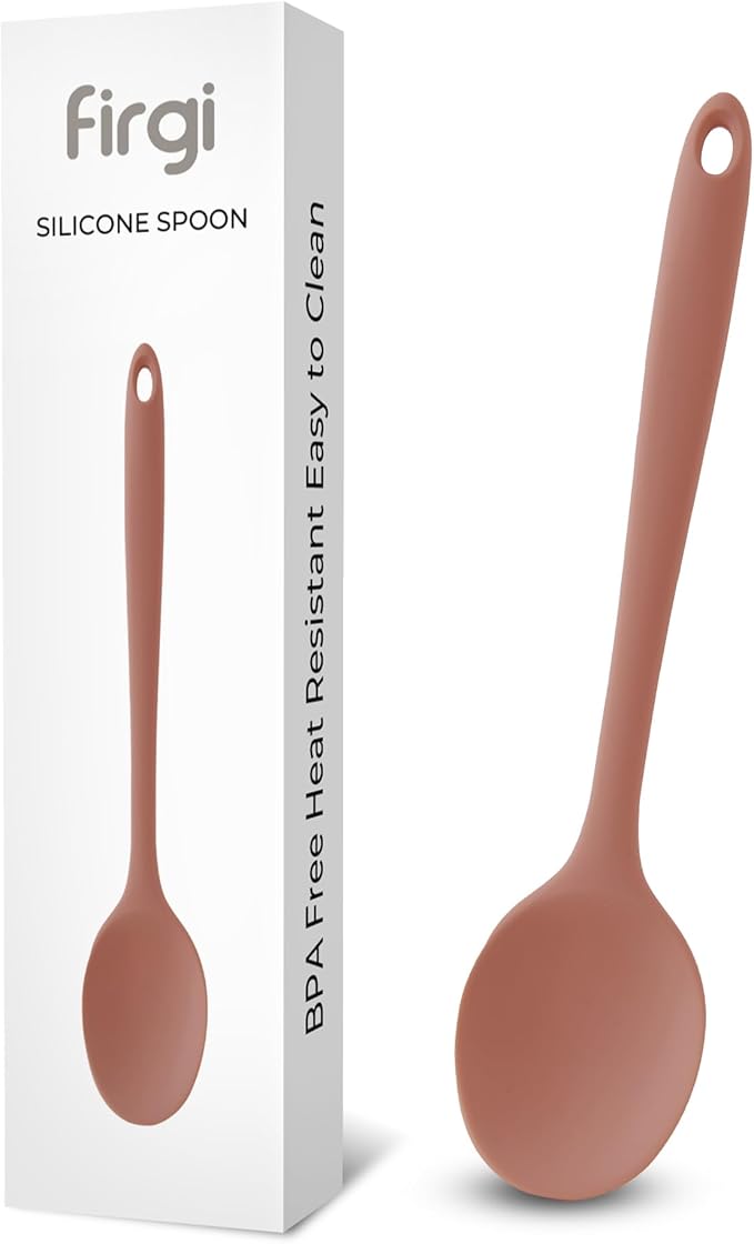 Multi Platinum Silicone Cooking Spoon for Baking, Scraping & Mixing, 100% Food Grade Colorful Silicone Kitchen & Serving Utensils, Heat Resistant, Non-Stick Cookware - 11.4 inch Dry Rose