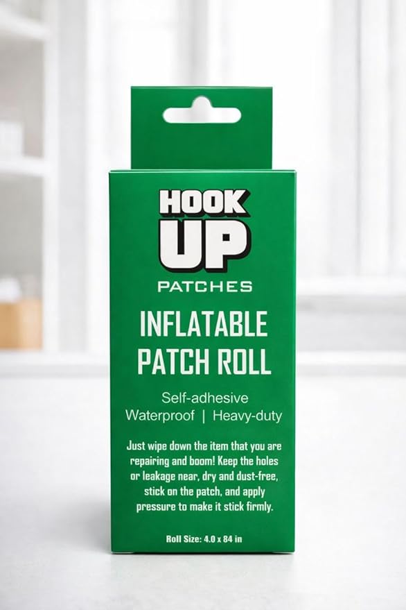 HOOK UP 4 in x 84 in Inflatable Patch Roll – Heavy Duty Adhesive Vinyl Repair Tape for Air Mattresses, Pool Floats, Inflatables & PVC, Waterproof Flexible Patch Tape for Quick Leak Fixes