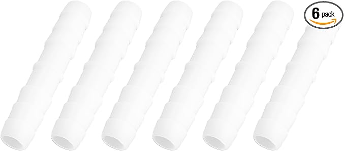 6Pcs 5/16" x 5/16" Plastic Hose Barb Fittings, Barbed Splicer Mender Joint Adapter Union Connectors for Aquarium, Household, Fuel, Gas, Liquid, Air Hose Repair