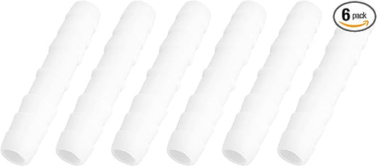 6Pcs 5/16" x 5/16" Plastic Hose Barb Fittings, Barbed Splicer Mender Joint Adapter Union Connectors for Aquarium, Household, Fuel, Gas, Liquid, Air Hose Repair