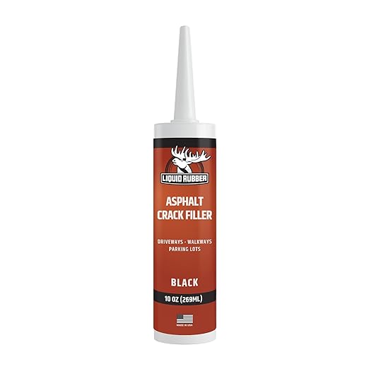 Liquid Rubber Asphalt Crack Filler - Professional-Grade Self-Leveling Waterproof Sealant for Driveway, Parking Lot & Walkway Cracks - Black 10oz - Helps Stop Water Intrusion & UV Damage - 1 Pack