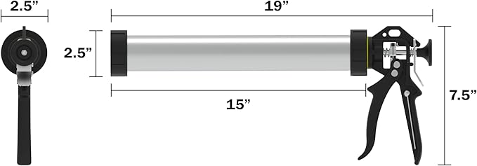 Heavy Duty Caulking Gun | 12:1 Manual Caulk Gun | 20oz Sausage Foil Pack Cartridges 600ml | No Drip Dripless Professional Calking for Painters, DIYers, Automotive, Contractors