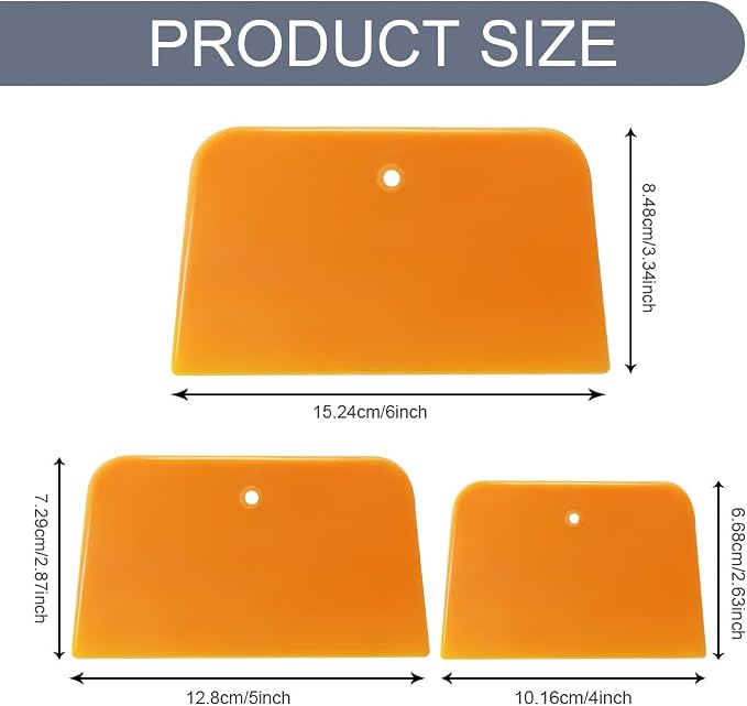 1 Set Body Filler Spreaders, Auto Plastic Putties Spreader Tool Includes Large, Medium and Small, Reusable Auto Film Application Tool for Body Fillers, Putties, Glazes, Caulks and Paint (3PCS)
