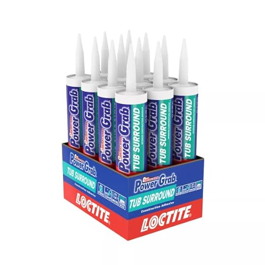 Loctite Power Grab Tub Surround Construction Adhesive, 9 fl oz, Cartridge (12 Pack)