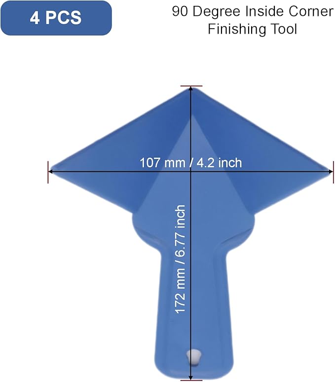 Drywall Corner Trowel, 4 Pack 90 Degree Inside Corner Finishing Tool, 6.77" x 4.2" Plastic Mud Scraper for Drywall Taping, Mudding, Wall Scraping, Stucco