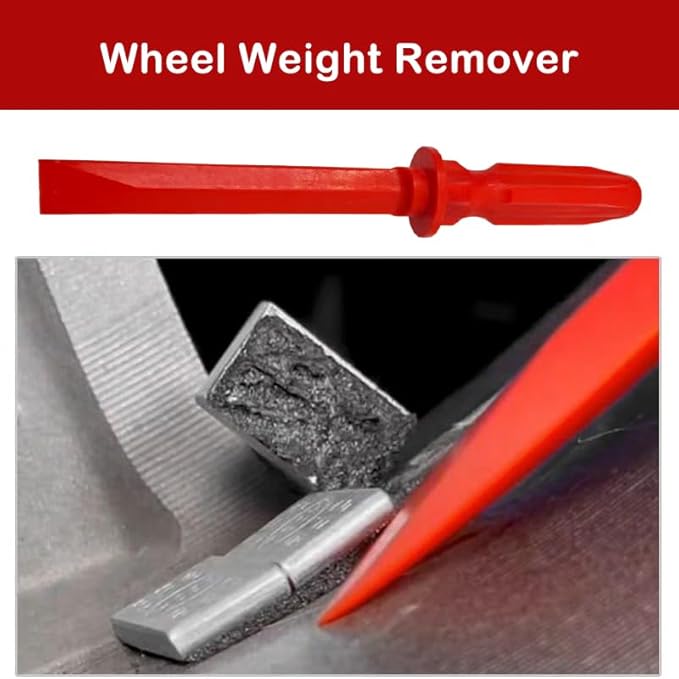 Non-Marring Super Grip Plastic Chisel Scraper, Wheel Weight Remover,Red No-Scratch Chisel Remover Tool Kit for Removing Trim, Gaskets, Adhesives, Caulk, Decals, and More