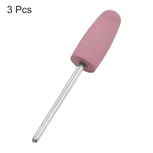 uxcell 3pcs 180 Grits Abrasive Mounted Stone 2.35mm Shank 2/5"(10mm) Dia Conical Heads Stone Grinding and Polishing Wheels for Nail Polishing