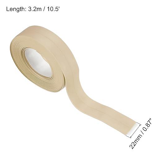 uxcell Waterproof Seal Caulk Strip Tape Self Adhesive 0.87" W x 10.5'L PVC Sealing Tape for Kitchen Bathroom Beige