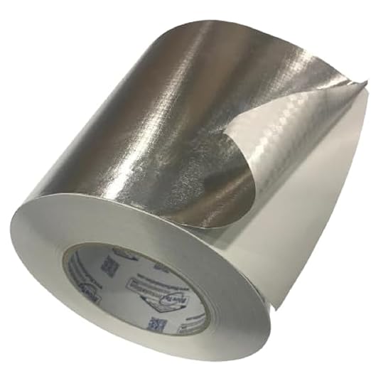 BlueTex Insulationㅤ HVAC Aluminum Foil Tape 6 inch x 150 ft (6 mil), Professional Grade Silver Duct Tape Metallic, Tear-Proof Woven HVAC Tape Heavy Duty for Ductwork, Dryer Vent & Insulation - 4 Rolls