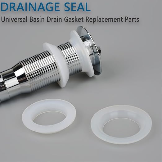 Drainage Seal,Universal Basin Drain Gasket,Thickened Silicone Sealing Ring,Seal Ring Replacement Parts for Bathroom Sink Drain Stopper，Includes Top and Bottom Washers Seals (Transparent-2Sets)