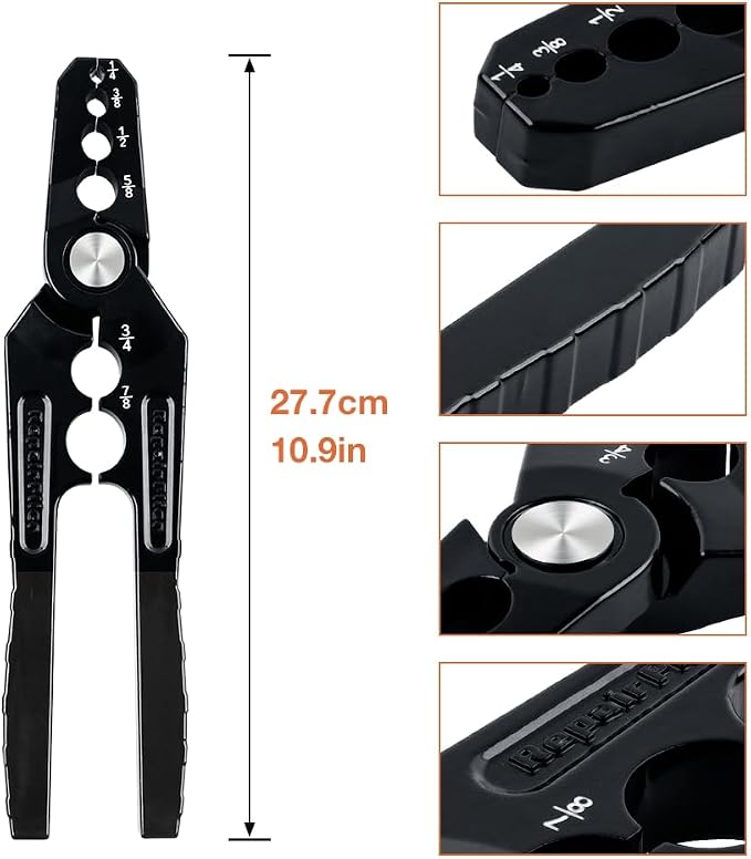Manual Copper Tube Rounder, Flat Tube Repairer Pliers, Copper Pipe Rounder Plier with 6 Hole, Copper Tubing Repair Tool for Diameter 1/4", 3/8", 1/2", 5/8", 3/4" 7/8" Copper Aluminum Pipe