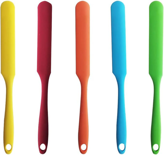 5-Pack 9.69 Inch Silicone Spatula Set, Heat Resistant Jar Scrapers with Long Handles, Non-Stick Butter Spreaders for Cake Frosting, Jam, Kitchen, Bakery, Mixing Bowl, Dishwasher Safe
