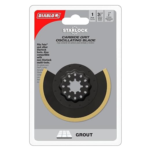 Diablo Starlock Carbide Grit Oscillating Blade for Grout Removal - Thin Kerf Blade Design, 3-3/8" Width of Cut - DOS3375RCGX