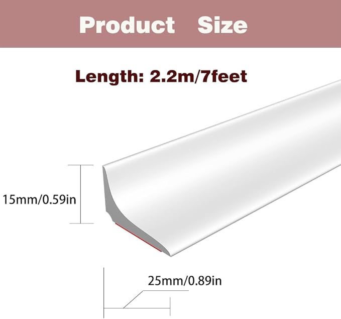 Water Dam Silicone Waterproof Barrier Bathroom and Kitchen Water Strip Coving Edging Strip（White-2.2m）