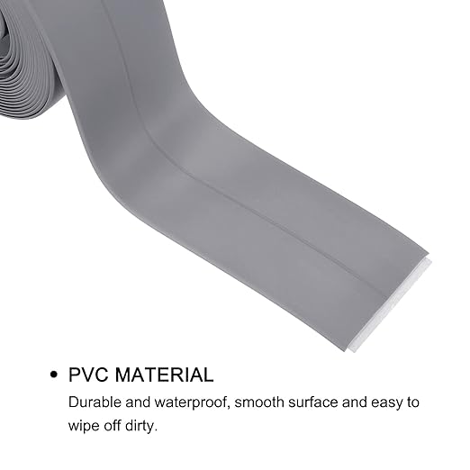 uxcell Waterproof Seal Caulk Strip Tape Self Adhesive 1.5" W x 10.5'L PVC Sealing Tape for Kitchen Bathroom Grey