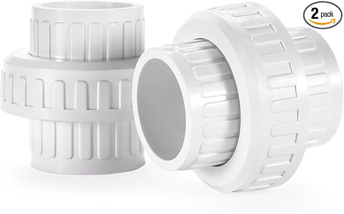VYH 3/4" PVC Union Coupling Pipe Fitting (Socket x Socket) 3/4" PVC Slip Union PVC Adapter Coupling Schedule 40, EPDM O-Ring, White （2 Pack）