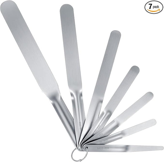 7-Piece Stainless Steel Caulking Tool Kit, Multi-Purpose Caulking Spatula Set, 958-g01 Streamline Caulk Spatula Tools, Professional Caulk Knife Set, Tip Widths from 3/8'' to 1-1/2'' with Hang Holes