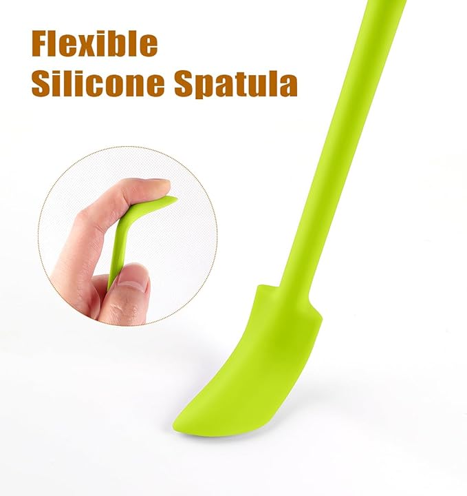 Silicone Spatula Set (6Pcs) - Mini Scraper Tool for Beauty & Food - Reach Every Last Drop, Multi-Size Spatulas for Makeup Jars, Lotion Bottles & Kitchen Containers (Green)