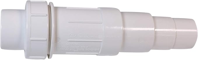 Midline Valve 567SD114 Heavy Duty PVC Repair Coupling; Expandable Pipe Fitting; 1-1/4 in.; White Plastic