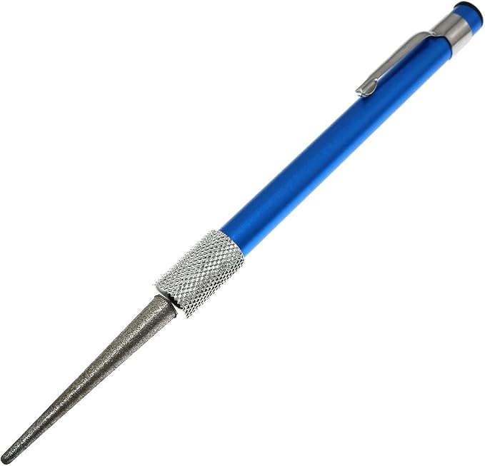Cadie Glass Repair Tool Pen, Blue Diamond Carbide Glass File for Chips & Cracks, Stemware & Crystal Repair, Non-Slip Ergonomic Handle, Portable Pocket Clip, Precision Glassware Fix Tool