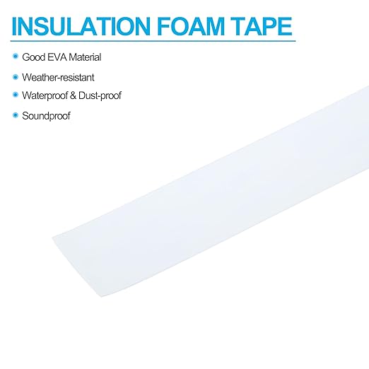 PATIKIL 2" W x 3/64" T x 16.4Ft EVA Single Sided Foam Tape, 2Pcs Multipurpose Sealing Strip Foam Waterproof Weather Stripping Foam Sealing Foam Strips with Adhesive for Door, White