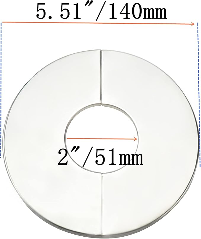 Wall Split Flange, Stainless Steel Round Escutcheon Plate for 2"/51mm Diameter Pipe, Pack of 2