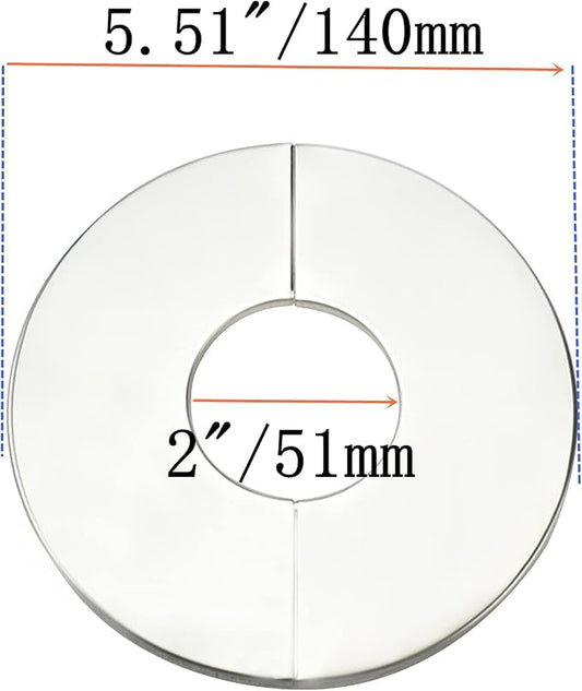 Wall Split Flange, Stainless Steel Round Escutcheon Plate for 2"/51mm Diameter Pipe, Pack of 4