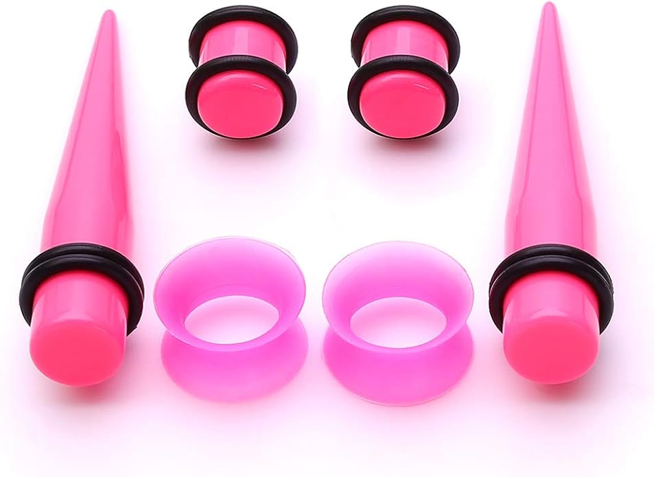 JieyueJewelry 50/54 Pieces Ear Stretching Kit 14G-00G Acrylic Tapers and Plugs + Silicone Tunnels - Ear Gauges Expander Set Body Piercing Jewelry