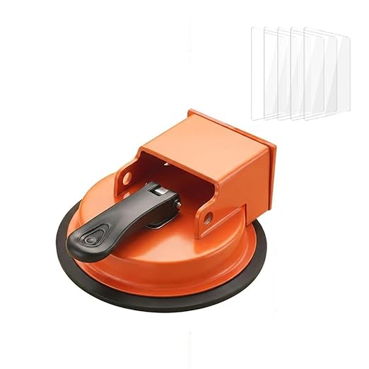HUBAI Floor Gap Fixer Tool, Heavy Duty Laminate Floor Suction Cup Repair Tool, for Laminate, Wood, Tile, Vinyl Floor Gap Repair Tool - Durable, Compact, & Efficient Flooring Tools (Orange+5*Stickers)