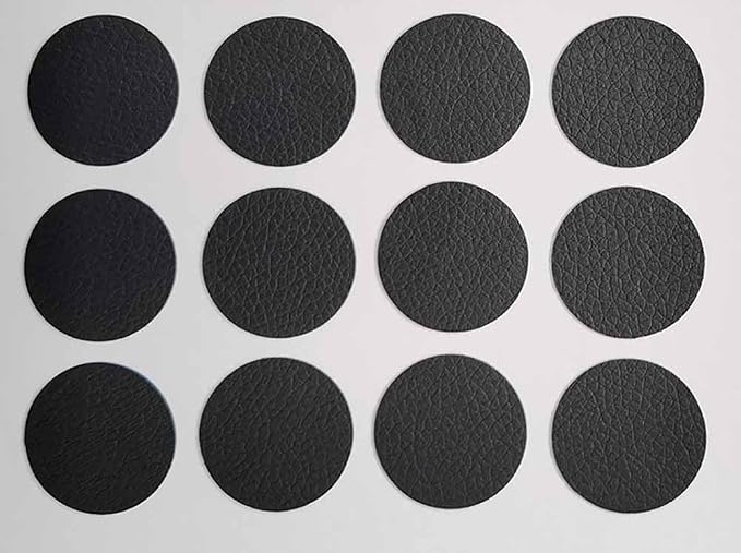 KyMar Round Leather Repair Patch for Furniture, Tape Self Adhesive for Couches Car Seat Sofa Jackets Handbags (OneSize,Black Smooth)