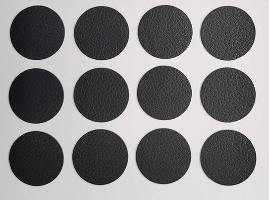 KyMar Round Leather Repair Patch for Furniture, Tape Self Adhesive for Couches Car Seat Sofa Jackets Handbags (OneSize,Black Smooth)