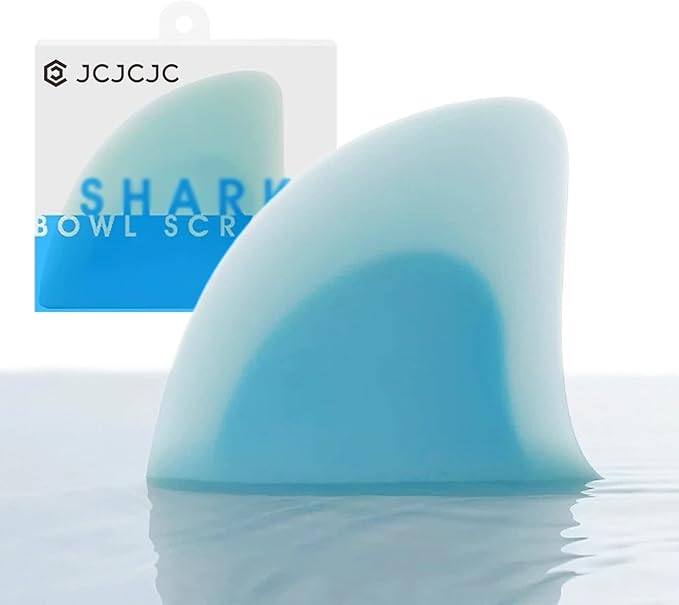 Silicone "Shark Fin" Bowl Scraper & Spatula, Design Award-winning Dough Scraper with Ergonomic Nonslip Handle and Curved Edge, Multifunction Tool for Baking, Cooking and Cleaning, 4.7*0.8*3.9in