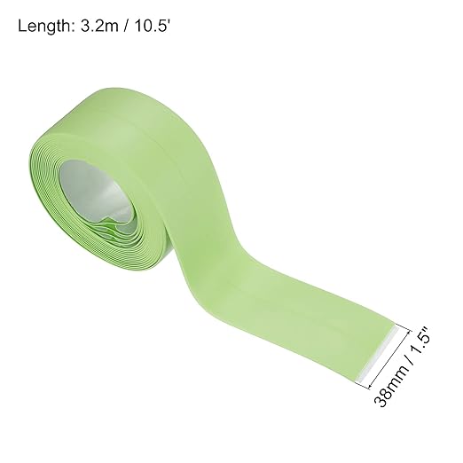 uxcell Waterproof Seal Caulk Strip Tape Self Adhesive 1.5" W x 10.5'L PVC Sealing Tape for Kitchen Bathroom Green