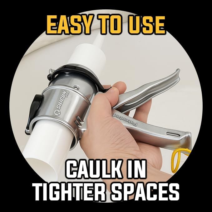 SILIGUN™ PRO Compact 24:1 Caulking Gun - No Drip Caulk Gun - Patent Design - Lightweight Aluminum Frame - Works with all 10 oz Tubes (SILIGUN PRO Scraper Kit)