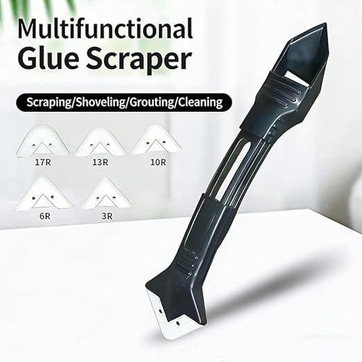 Caulking Tool Kit 9-in-1, Metal Caulk Remover + 5 Silicone Finishing Pads + 4PCS Plastic Caulk Smoothing Tools, Multi-Purpose Sealant Removal & Finishing Set for Bathroom, Kitchen, Tile, Window, Floor