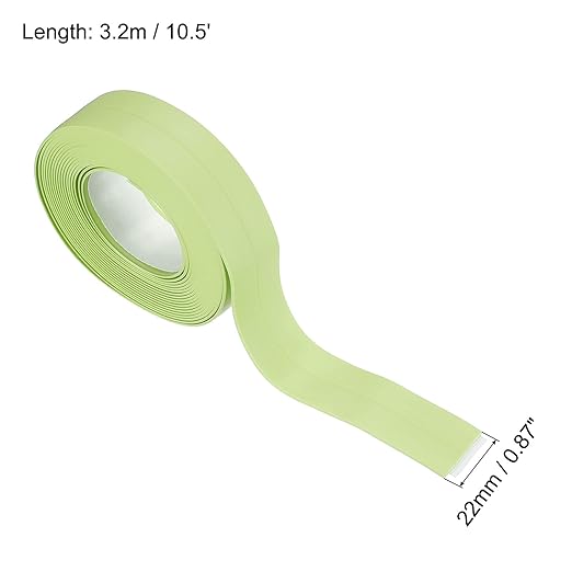 uxcell Waterproof Seal Caulk Strip Tape Self Adhesive 0.87" W x 10.5'L PVC Sealing Tape for Kitchen Bathroom Green