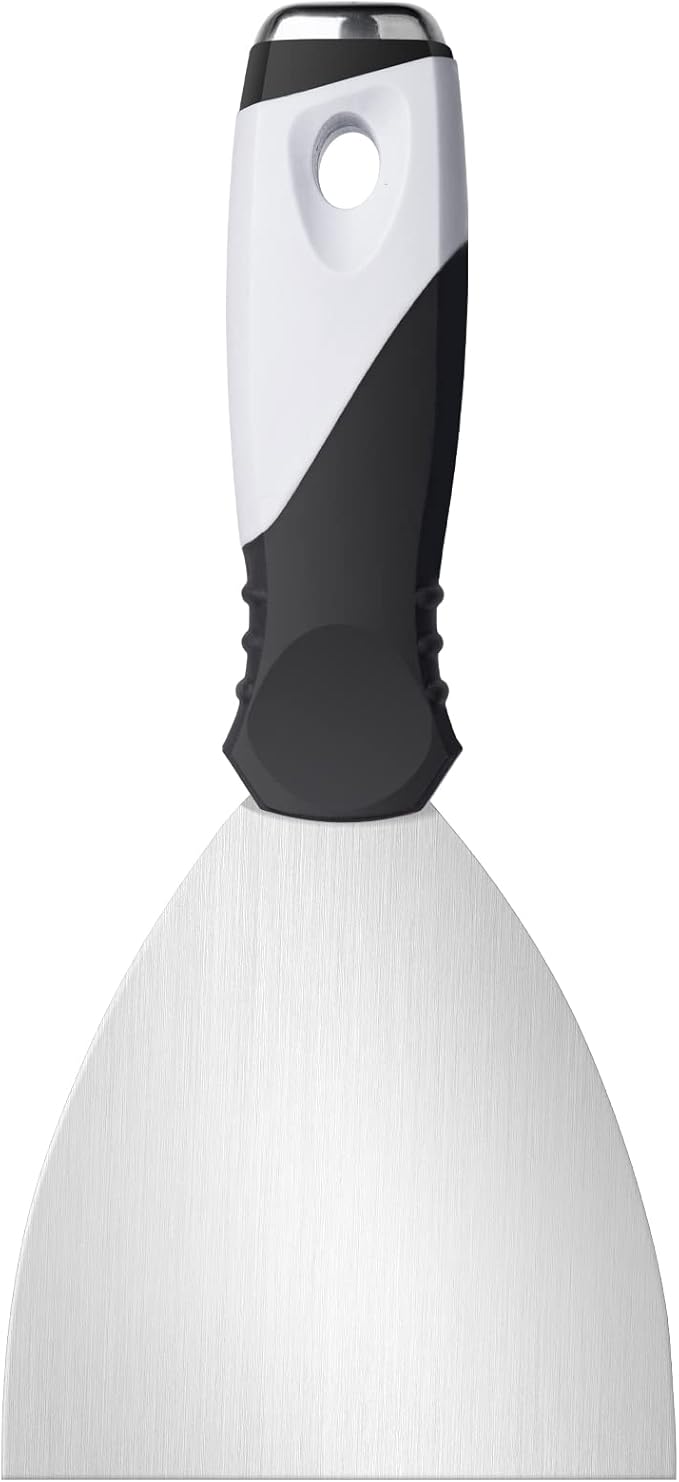 Mister Rui 4 Inch Small Metal Putty Knife Scraper Tool for Wood, Stainless Steel Paint Scraper with Hammer End