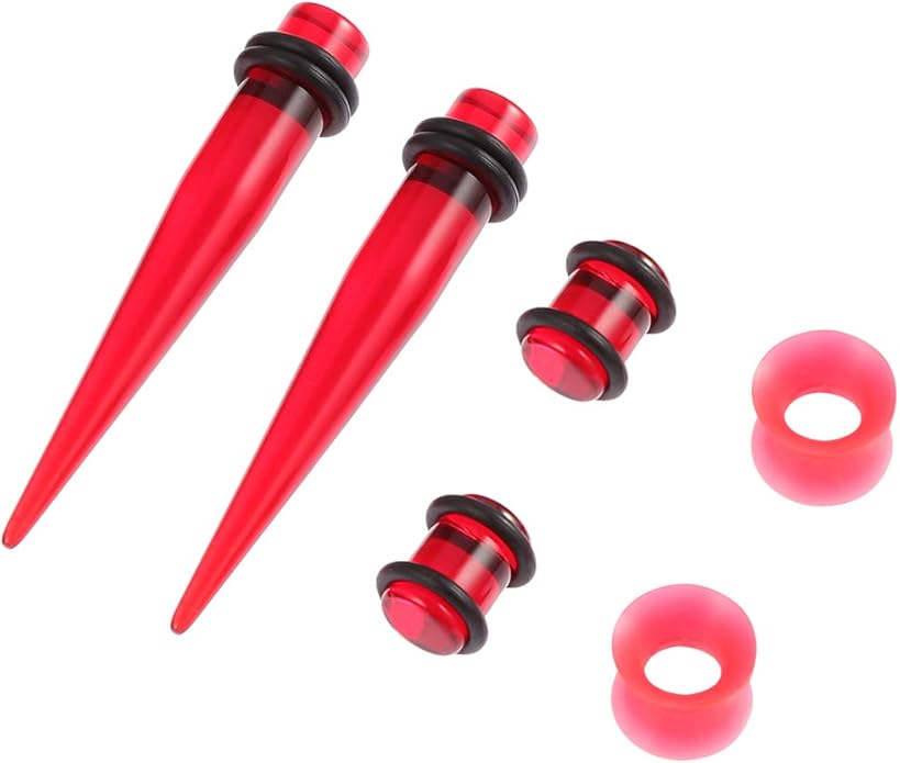 JieyueJewelry 50/54 Pieces Ear Stretching Kit 14G-00G Acrylic Tapers and Plugs + Silicone Tunnels - Ear Gauges Expander Set Body Piercing Jewelry