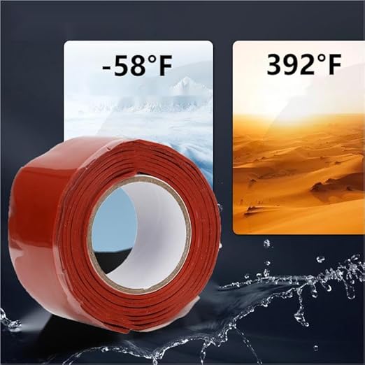 Pipe Repair Tape, 2.5cm×1m Waterproof Strong Stickness Pipes Repair Supply for PVC PPR Pipe Metal Pipe Iron Casting Pipe Ceramic Glass and more(Red)