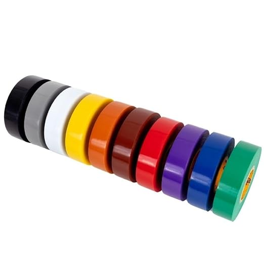 GTSE Mixed Colors Electrical Tape, 240-Pack – Waterproof, Industrial Grade Vinyl, 3/4 in x 66ft– Strong Self-Adhesive PVC Electric Tape for Wire Insulation, 7 Mil, 600V – UL/CSA Listed