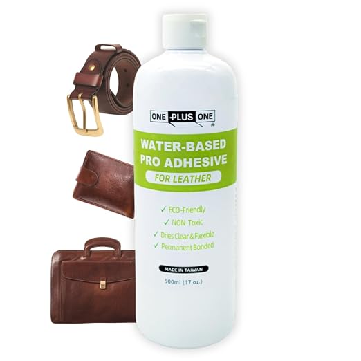 ONE Plus ONE Water-Based Leather Glue Refill Bottle – 17 oz (500ml) Clear-Drying Professional Adhesive for Leathercraft, for Glue Pen Refill Only