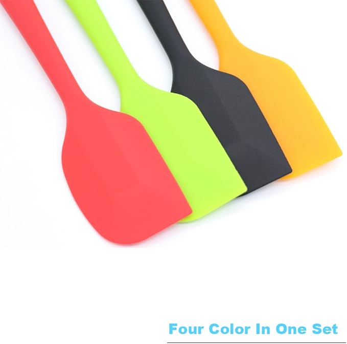 4‑Piece Silicone Spatulas Set Heat Resistant 600°F Seamless Steel‑Core Rubber Spatulas for Nonstick Cookware ALLWIN HOUSEWARE Uniform Length Kitchen Spatulas for Cooking & Baking, Multicolored