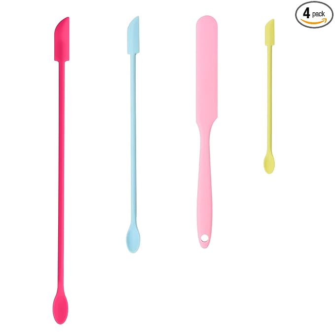 Small Beauty Spatula, 4 Pcs Mini Spatula for Cosmetics Lotion Makeup, Every Drop Tiny Spatula for Makeup and Kitchen Jar, Wax Waxing Body Hair Removal