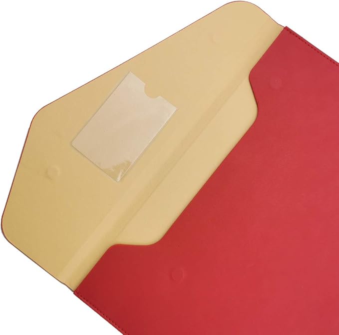 PU A4 Leather File Folder Document Holder Folder Stylish Portfolio Envelope Case with Strap and Invisible Magnetic Closure (Red)