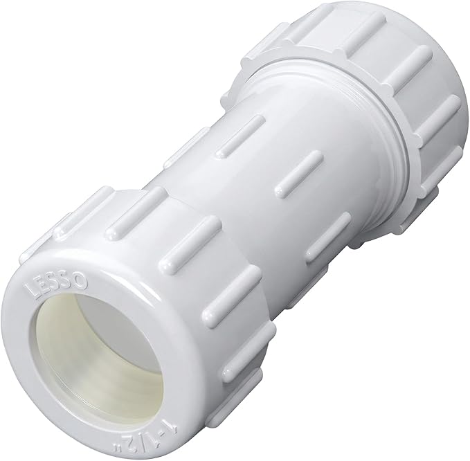 LESSO 1-1/2 Inch PVC Compression Coupling (Gasket x Gasket),Leak-Free Pipe Connector for Plumbing & Irrigation